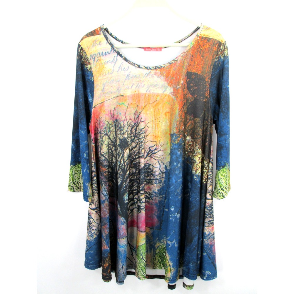 Simply Aster Firmiana Tunic Top Womens L Multicolor Art to Wear SA168401